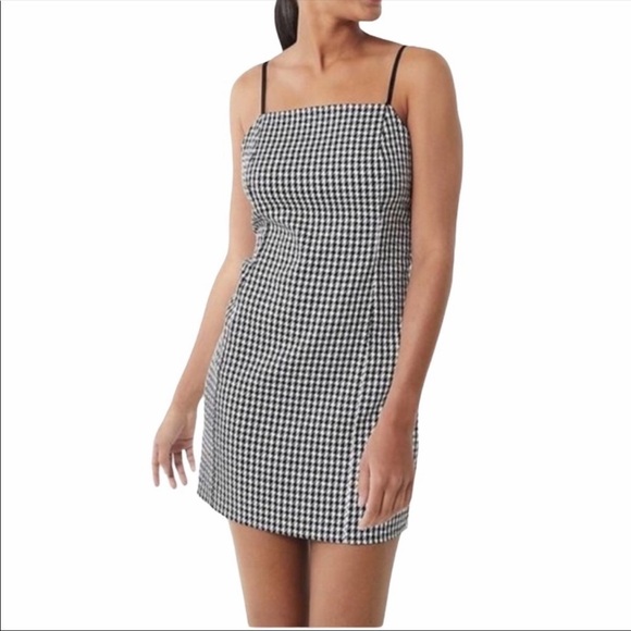 Urban Outfitters Y2K Square Neck Houndstooth Mini Dress Size‎ Medium - Picture 1 of 12